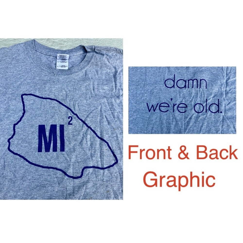 Gildan Mercer Island MI2 Damn We're Old Graphic T-Shirt Gray Mens XL